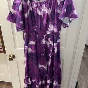 Vibrant Purple and White Tie Dye Dress